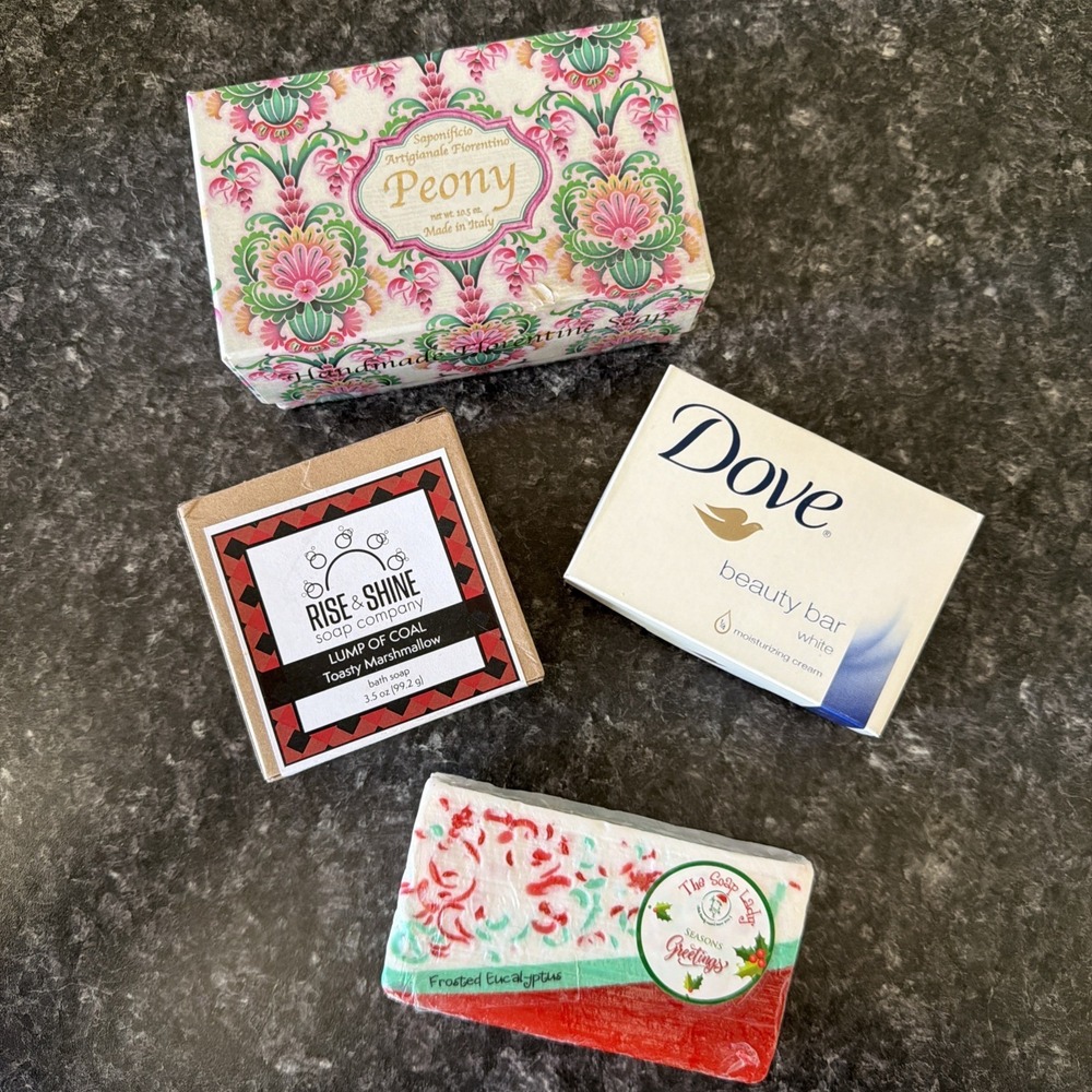 Bar Soap Collection 4 Bars Peony Toast Marshmallow Dove White Frosted Eucalyptus